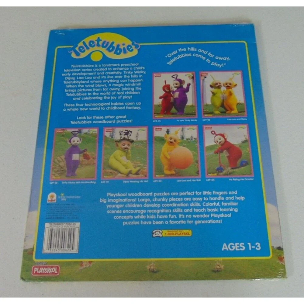 Playskool Teletubbies Wooden Puzzle 629‑06 • Tinky Winky • 4‑Piece Vintage 1998